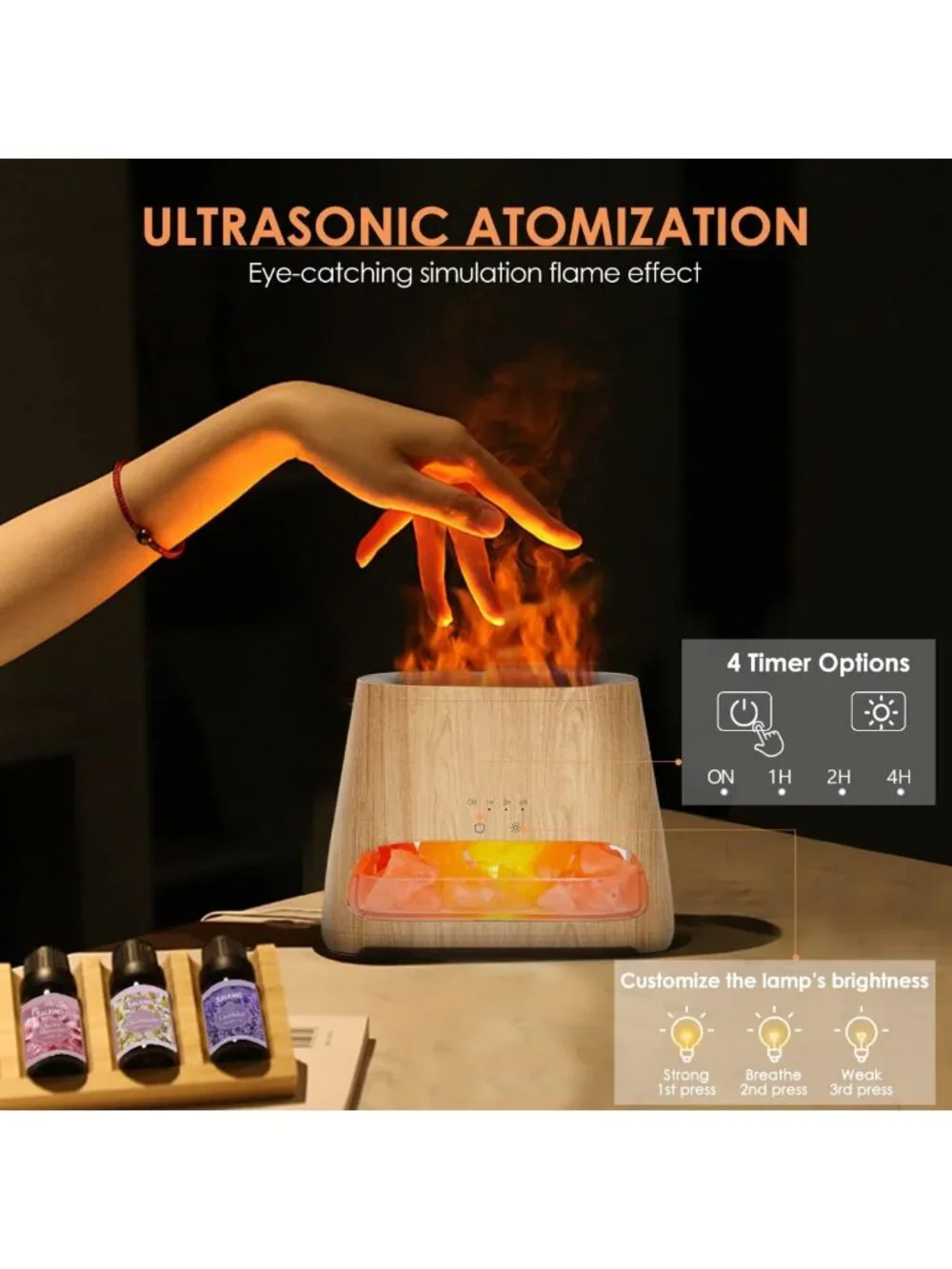 2-in-1 Ultrasonic Essential Oil Diffuser & Himalayan Salt Lamp, Aromatherapy